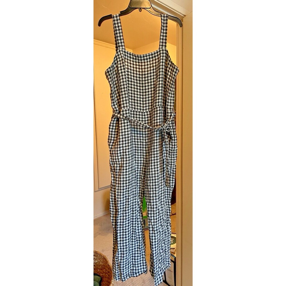Quince Black and White Gingham Jumpsuit